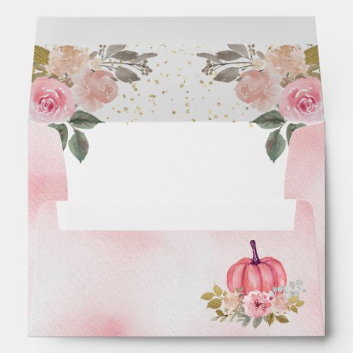 Little Pumpkin Rustic Pink Watercolor Floral Envelope
