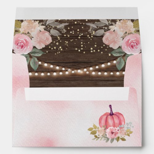 Little Pumpkin Rustic Pink Watercolor Floral Wood Envelope