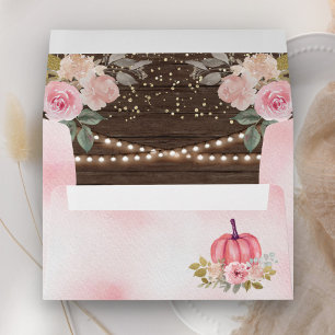 Little Pumpkin Rustic Pink Watercolor Floral Wood Envelope