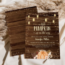 Little Pumpkin Rustic String Lights Baby Shower Invitation