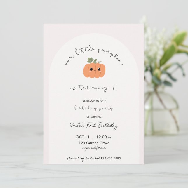 Little Pumpkin’s First Birthday Invitation (Standing Front)