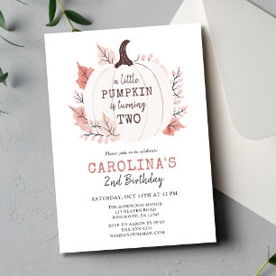 Little Pumpkin Second Birthday Invitation