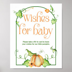 Little Pumpkin Shower Wishes for Baby Game Sign