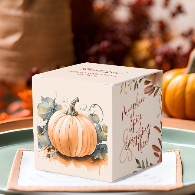 Little Pumpkin Spice Monogram Fall Baby Shower Favor Boxes (Pumpkin spice Fall baby shower party favor box)