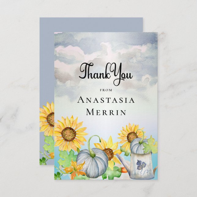 Little Pumpkin | Sunflowers Boy Baby Shower  Thank You Card (Front/Back)