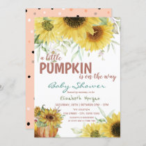 Little Pumpkin Sunflowers,Dots Baby Shower Invitation