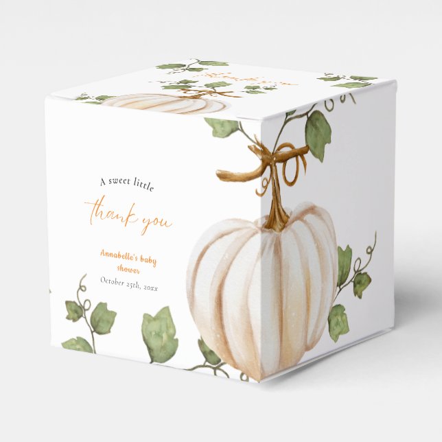 Little Pumpkin Thank you Baby Shower Favor Boxes (Front Side)