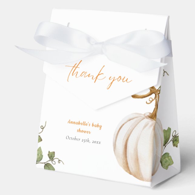 Little Pumpkin Thank you Baby Shower Favor Boxes (Front)