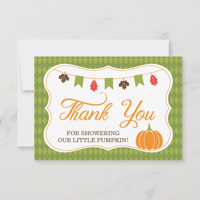Little Pumpkin Thank You Card, Fall, Autumn (Front)