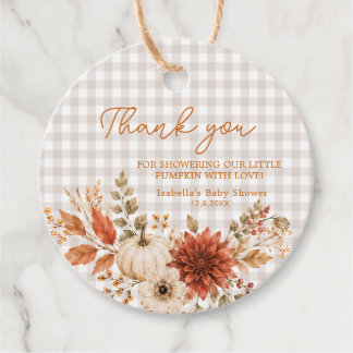 Little Pumpkin Thank You Fall Gingham Floral Favor Tags