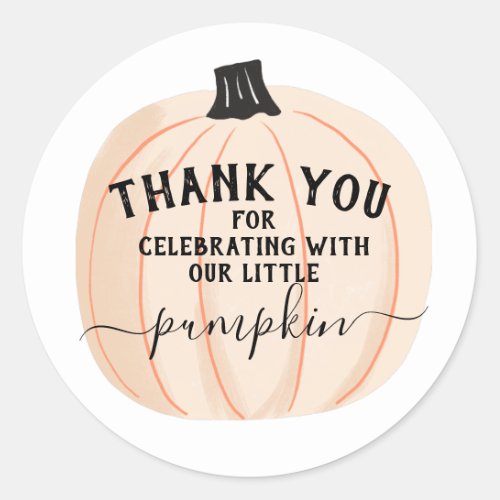 Little Pumpkin Thank You Favor Classic Round Sticker