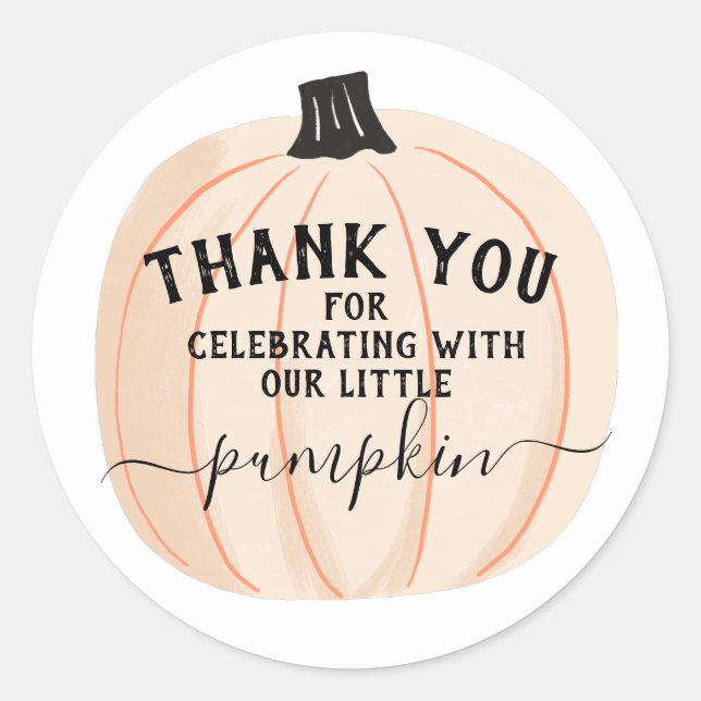 Little Pumpkin Thank You Favor Classic Round Sticker (Front)