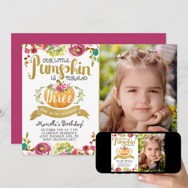 Little Pumpkin Third Birthday Invitation | Zazzle