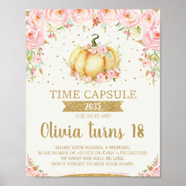 Little Pumpkin Time Capsule Poster Sign (Front)