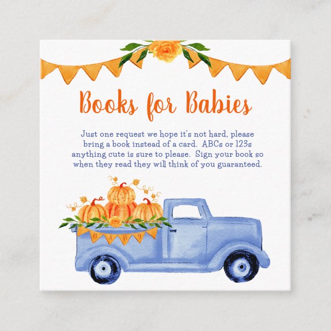 Little Pumpkin Triplet Boy Books for Babies Enclosure Card (Front)
