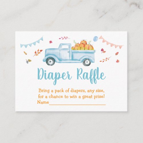 Little Pumpkin Truck Baby Shower Diaper Raffle Enclosure Card