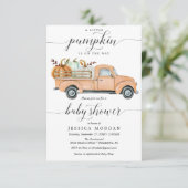 Little Pumpkin Truck Baby Shower Invitation Card (Standing Front)