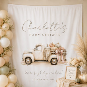 Little Pumpkin Truck Baby Shower Photo Backdrop