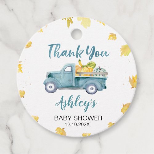 Little Pumpkin Truck Baby Shower Thank You Tag