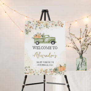 Little Pumpkin Truck Baby Shower Welcome Sign