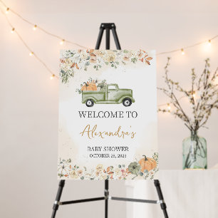 Little Pumpkin Truck Baby Shower Welcome Sign