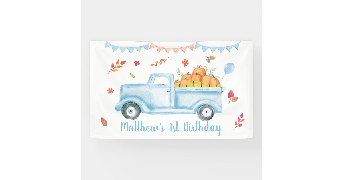 Little Pumpkin Truck Birthday Banner | Zazzle