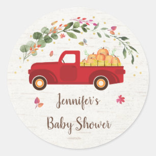 Little Pumpkin Truck Birthday Classic Round Sticker