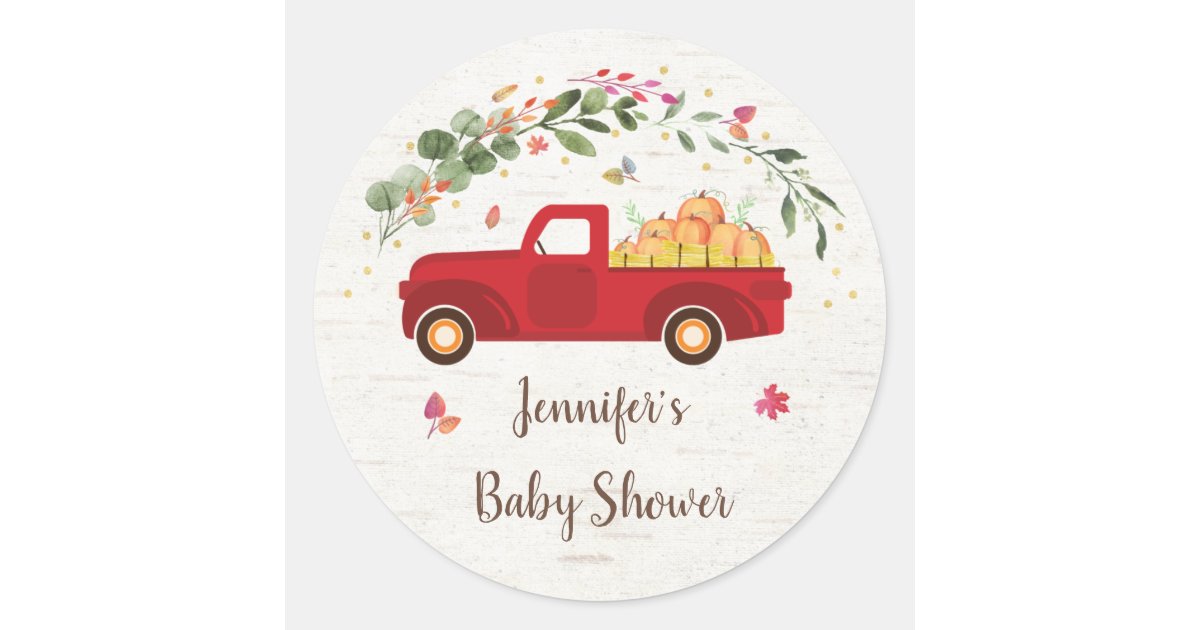 Little Pumpkin Truck Birthday Classic Round Sticker | Zazzle