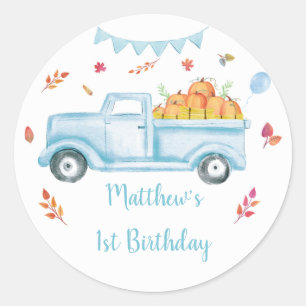 Little Pumpkin Truck Birthday Classic Round Sticker