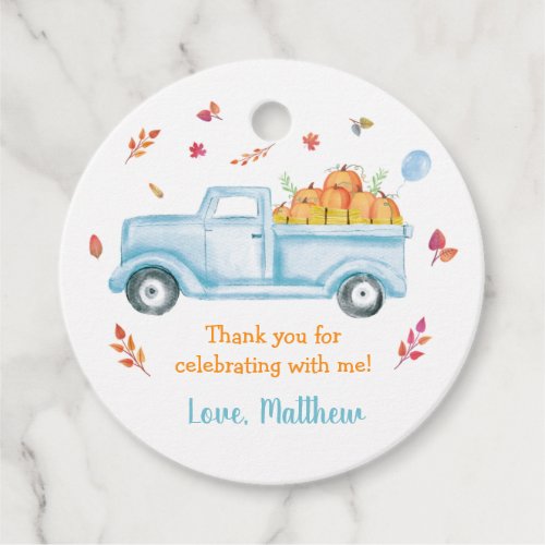 Little Pumpkin Truck Birthday Favor Tags