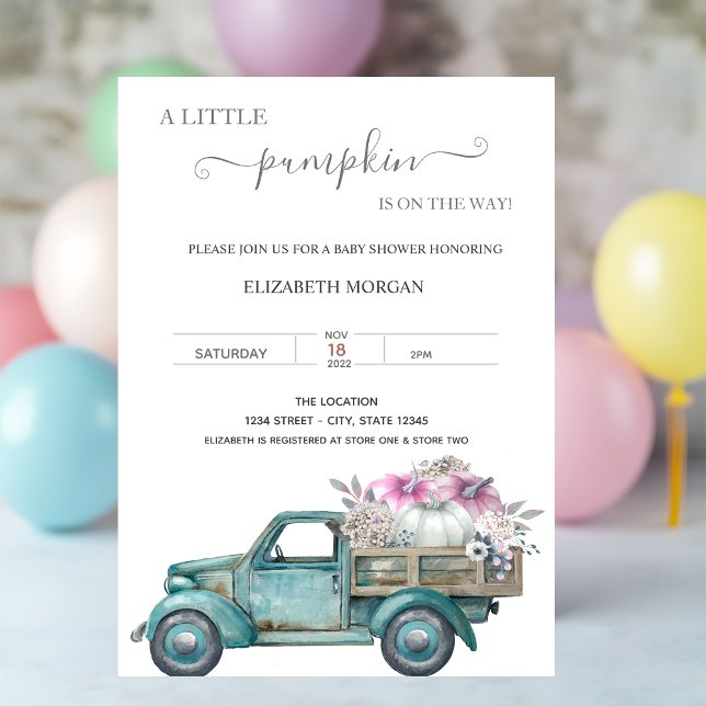 Little Pumpkin Truck,Dotted Baby Shower   Invitation (Creator Uploaded)