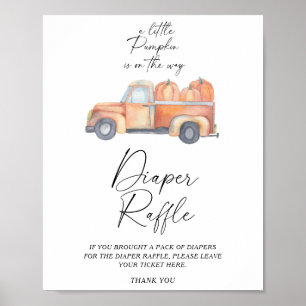 Little pumpkin truck fall diaper raffle poster