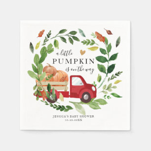 Little Pumpkin Truck Fall in Love Baby Shower Napkins