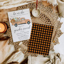 Little Pumpkin Truck Gender Reveal Invitation Card