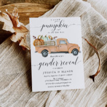 Little Pumpkin Truck Gender Reveal Invitation Card