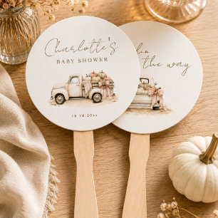 Little Pumpkin Truck Simple Chic Fall Baby Shower Hand Fan