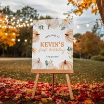 Little Pumpkin Turning One 16x20 Welcome Sign