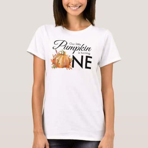 Little Pumpkin Turning One Autumn Fall Birthday T_Shirt