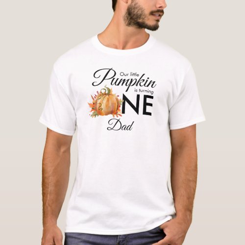 Little Pumpkin Turning One Autumn Fall Birthday T_Shirt