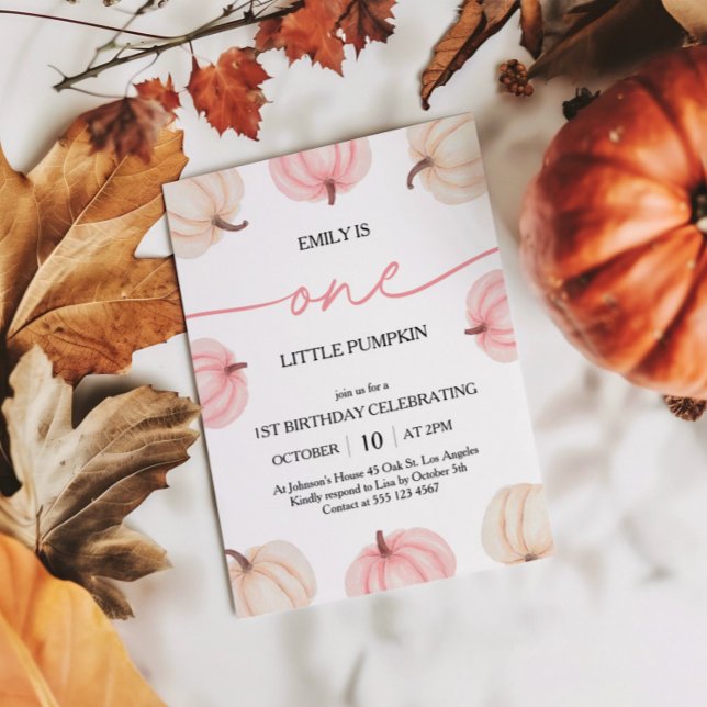 Little Pumpkin Turning One Birthday  Invitation (Creator Uploaded)