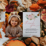 Little Pumpkin Turning One Birthday Thank You Card<br><div class="desc">This charming card,  adorned with a sweet pumpkin design,  is the perfect way to thank guests for celebrating your little one's first birthday. Personalize it with your message to make your appreciation extra special,  leaving a lasting impression after your autumn-themed celebration.</div>