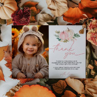 Little Pumpkin Turning One Birthday Thank You Card