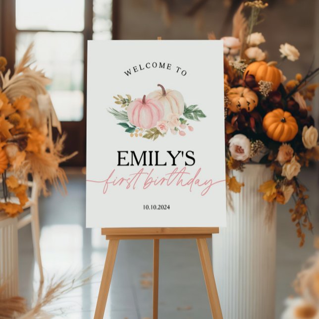 Little Pumpkin Turning One Birthday Welcome Sign (Creator Uploaded)