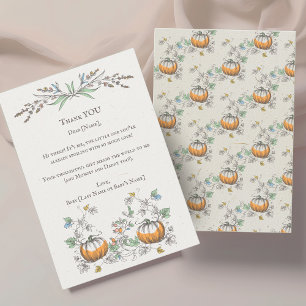 Little PUMPKIN turning ONE cottagecore birthday Thank You Card