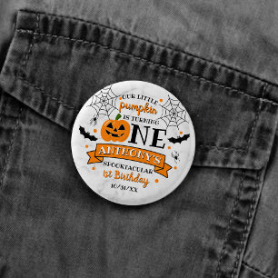 Little Pumpkin Turning One Halloween 1st Birthday Button