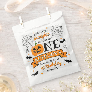 Little Pumpkin Turning One Halloween 1st Birthday Favor Bag