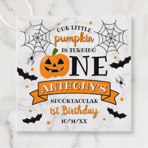 Little Pumpkin Turning One Halloween 1st Birthday Favor Tags
