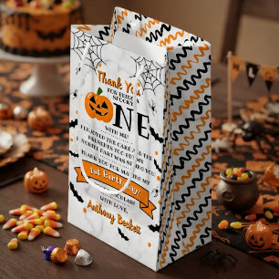 Little Pumpkin Turning One Halloween 1st Birthday Small Gift Bag