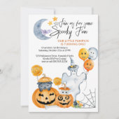 Little Pumpkin Turning One Spooky Fun 1st Birthday Invitation (Front)