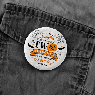 Little Pumpkin Turning Two Halloween 2nd Birthday Button